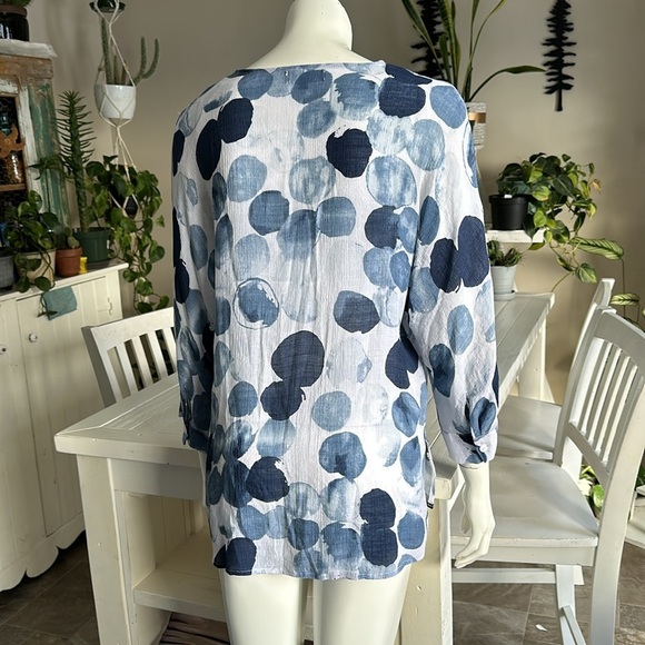 PAPILLION size small ladies VISCOSE flowing Boho blue two-tone with white shirt - Picture 4 of 10